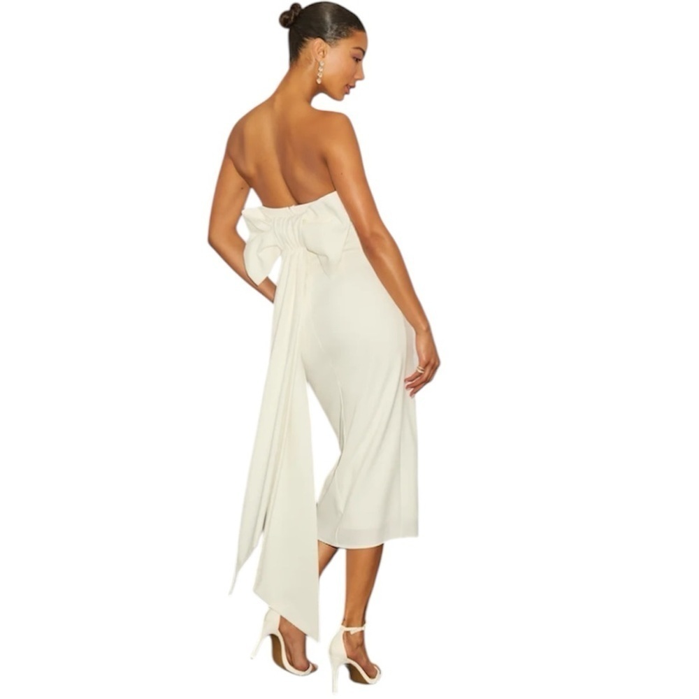 Lulus Fabulous Phenomenon White Strapless Bow Midi Dress Size Small